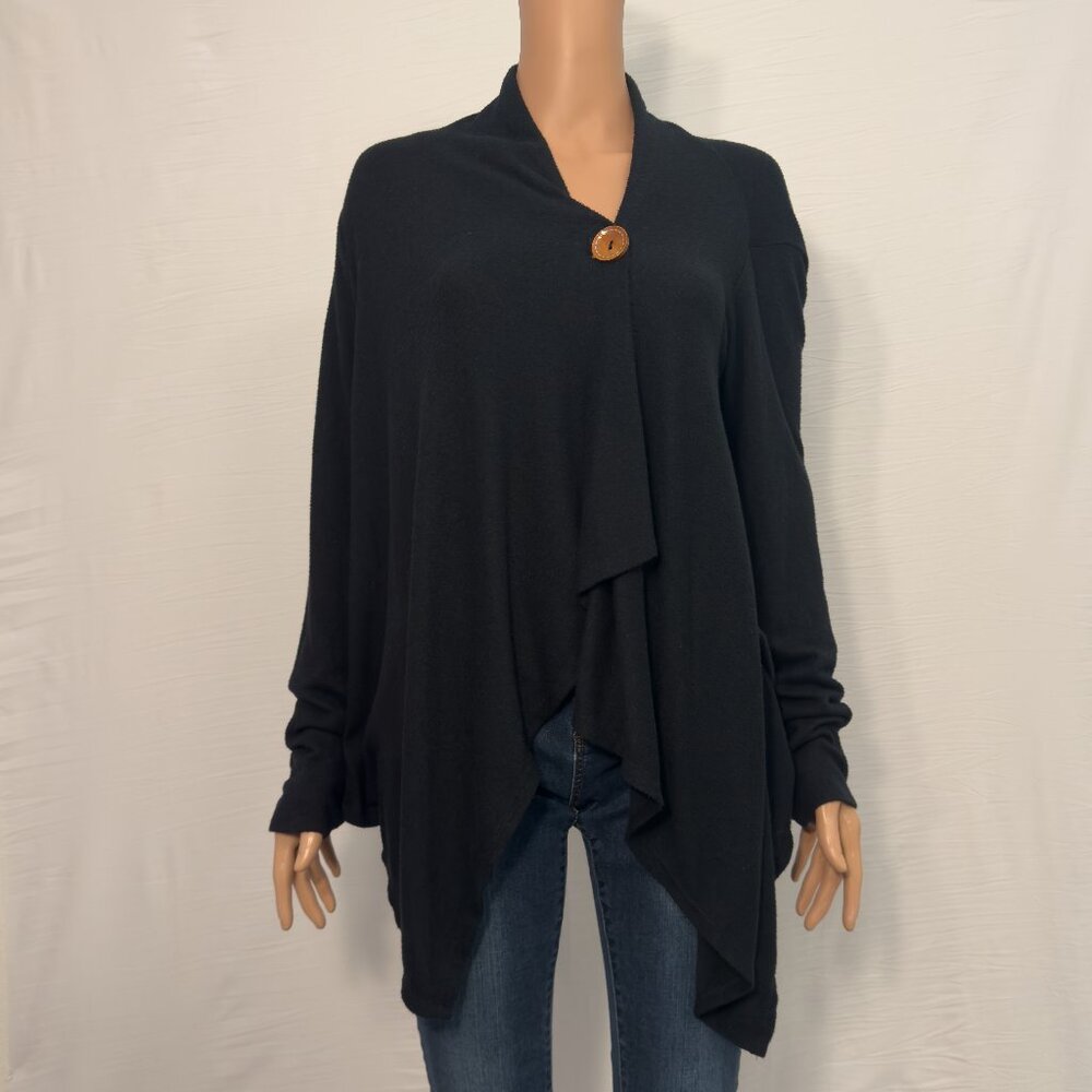 Bobeau Wrap Shawl Overcoat Asymmetrical Front Button Closure Women's Medium